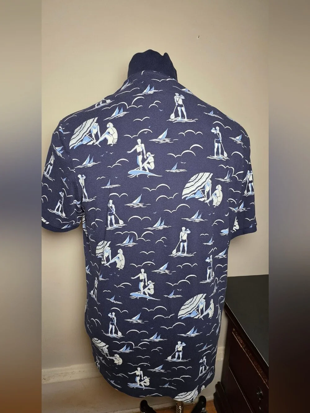 Polo by Ralph Lauren Navy Blue Surf-Print Polo